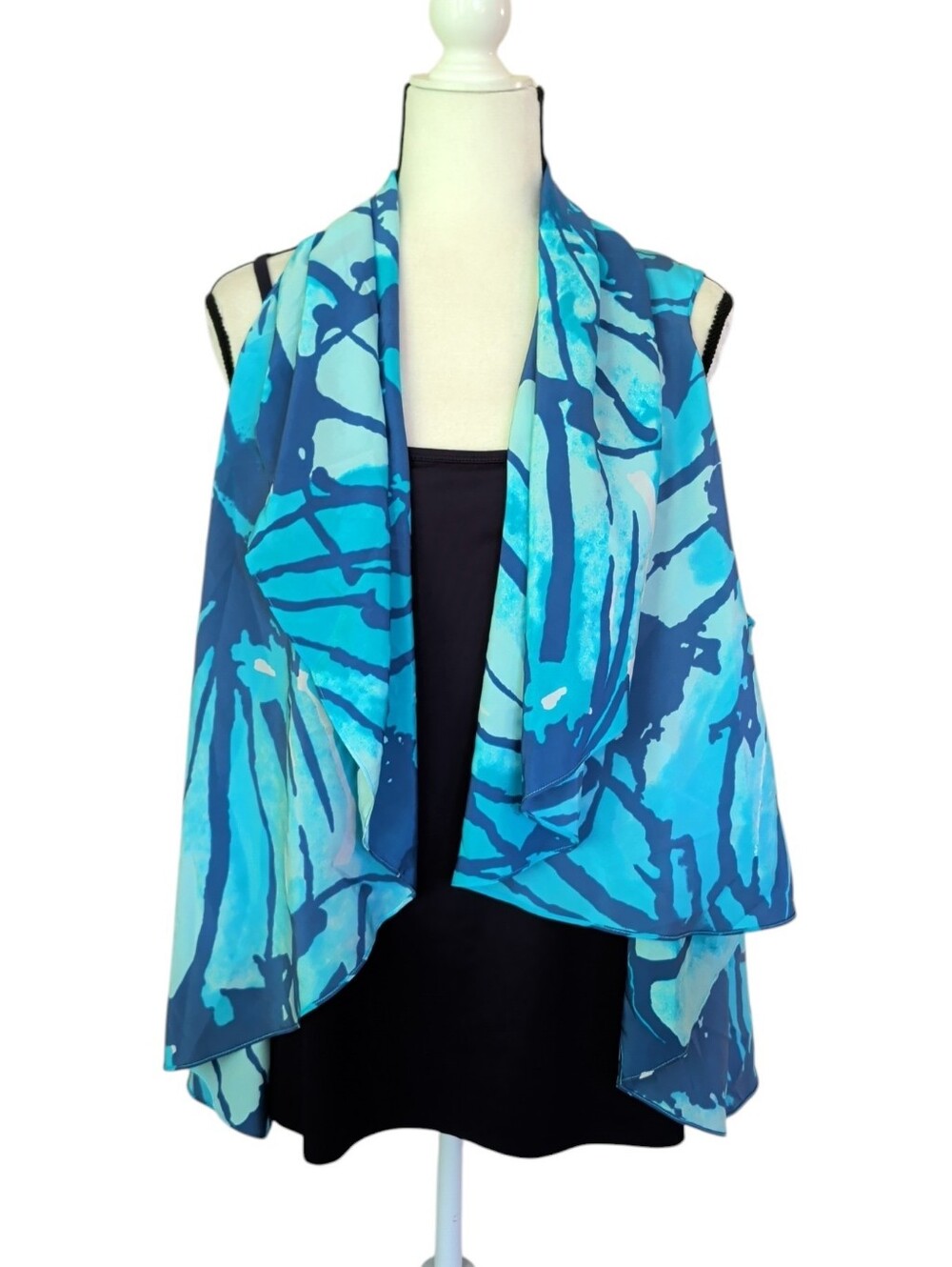 Lilly Pulitzer Stasia Silk Sparkling Blue Get Inky Vest OS Blue Turquoise